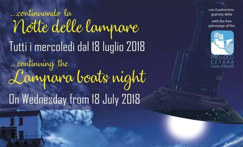 “Notte delle lampare” un appuntamento che dal 18 luglio per ogni mercoledì d’estate vivacizzerà la Costiera Amalfitana