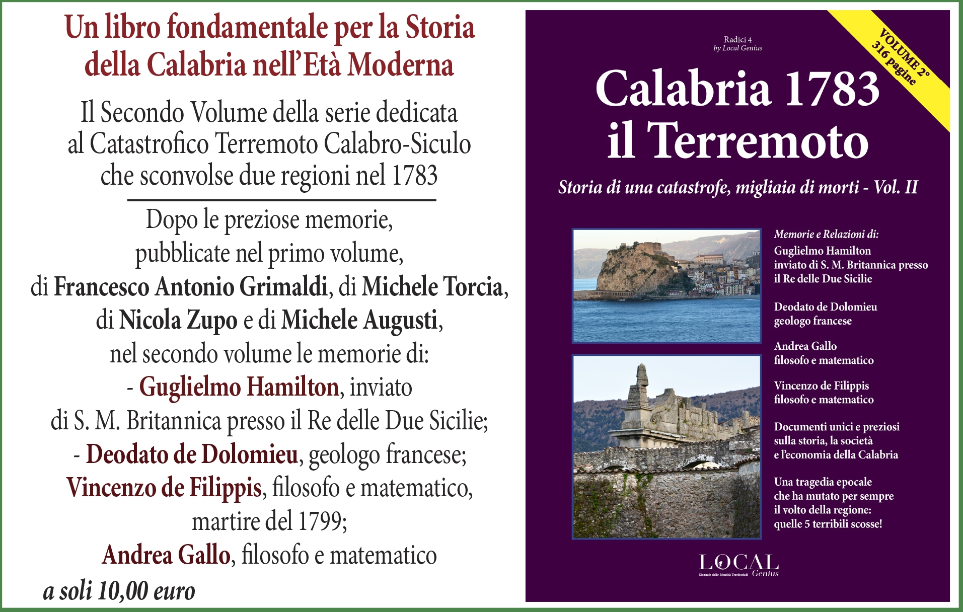 Storia della Calabria nell’Età Moderna: edito da Local Genius il prezioso secondo volume sul catastrofico Terremoto del 1783