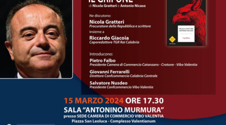 Nicola Gratteri a Vibo Valentia per presentare il suo ultimo libro “Il Grifone”. Appuntamento al Valentianum, venerdì 15 marzo
