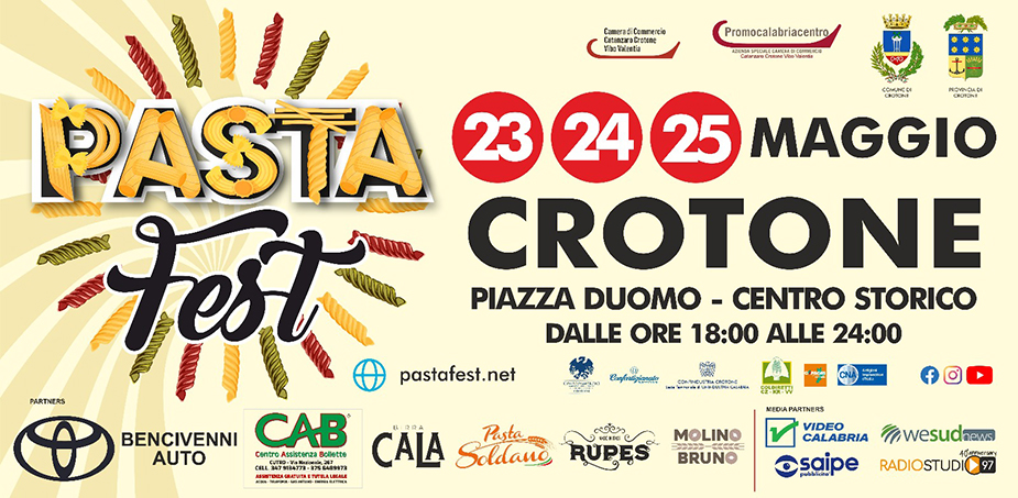 <strong>Pasta Fest a Crotone</strong>, dal 23 al 25 maggio: la cultura antica del grano duro e tante proposte di gastronomia tipica