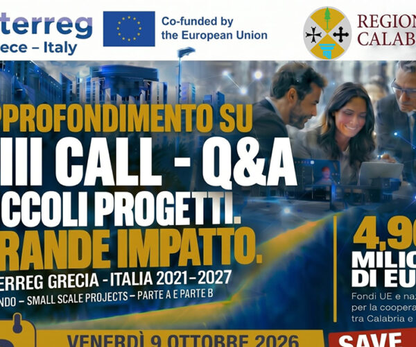 Piccoli progetti, grande impatto: meeting alla Regione Calabria sull’ottava Call del Programma Interreg Italia-Grecia