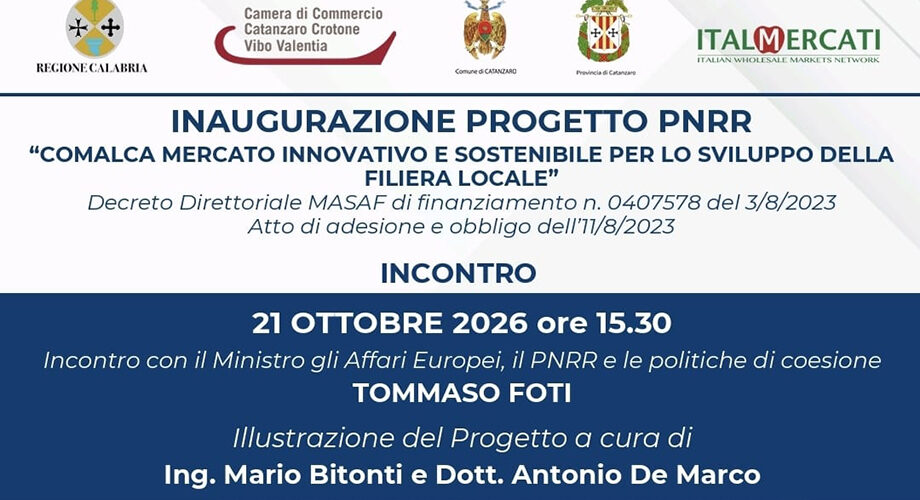 Comalca mercato innovativo e sostenibile per lo sviluppo della filiera locale: importante convegno a Catanzaro con il Ministro Foti