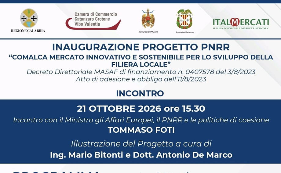 Comalca mercato innovativo e sostenibile per lo sviluppo della filiera locale: importante convegno a Catanzaro con il Ministro Foti